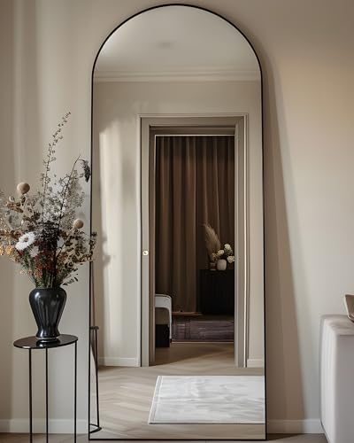 Full Length Mirror, 76"x34" Arched Floor Mirror Freestanding, Floor Standing Full Body Mirror with Stand for Bedroom