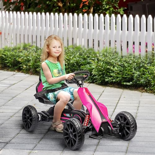 Aosom 12V Electric Go Kart for Kids, Outdoor Ride-On Toy with Forward Backward Drive & Adjustable Speed, Gift for Child 3-8 Years Old, White