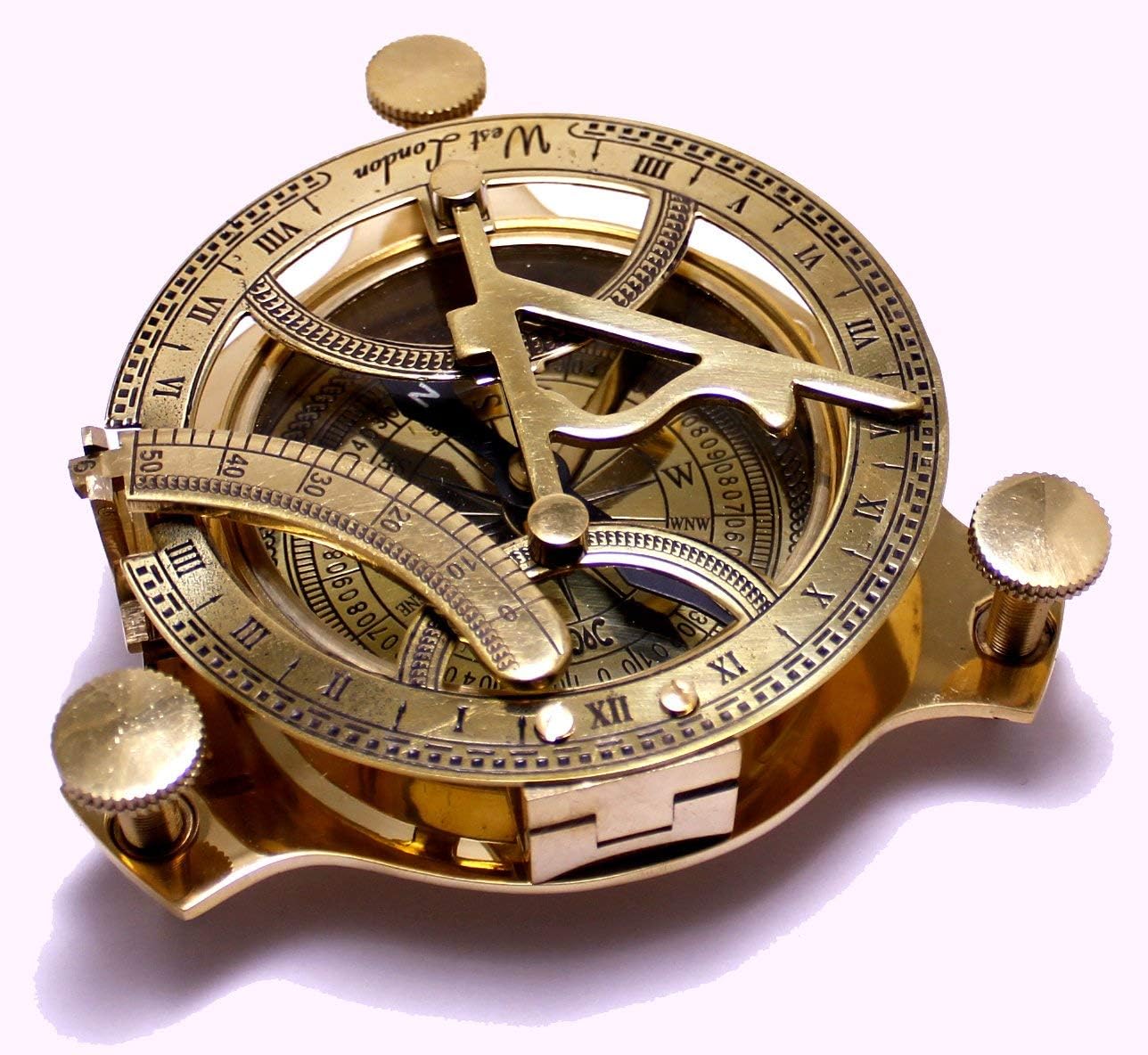 Captain's Brass Triangle Sundial Compass 4 - Brass Desk Compasses - Nautical Decor Home Decoration - Executive Promotional Gift