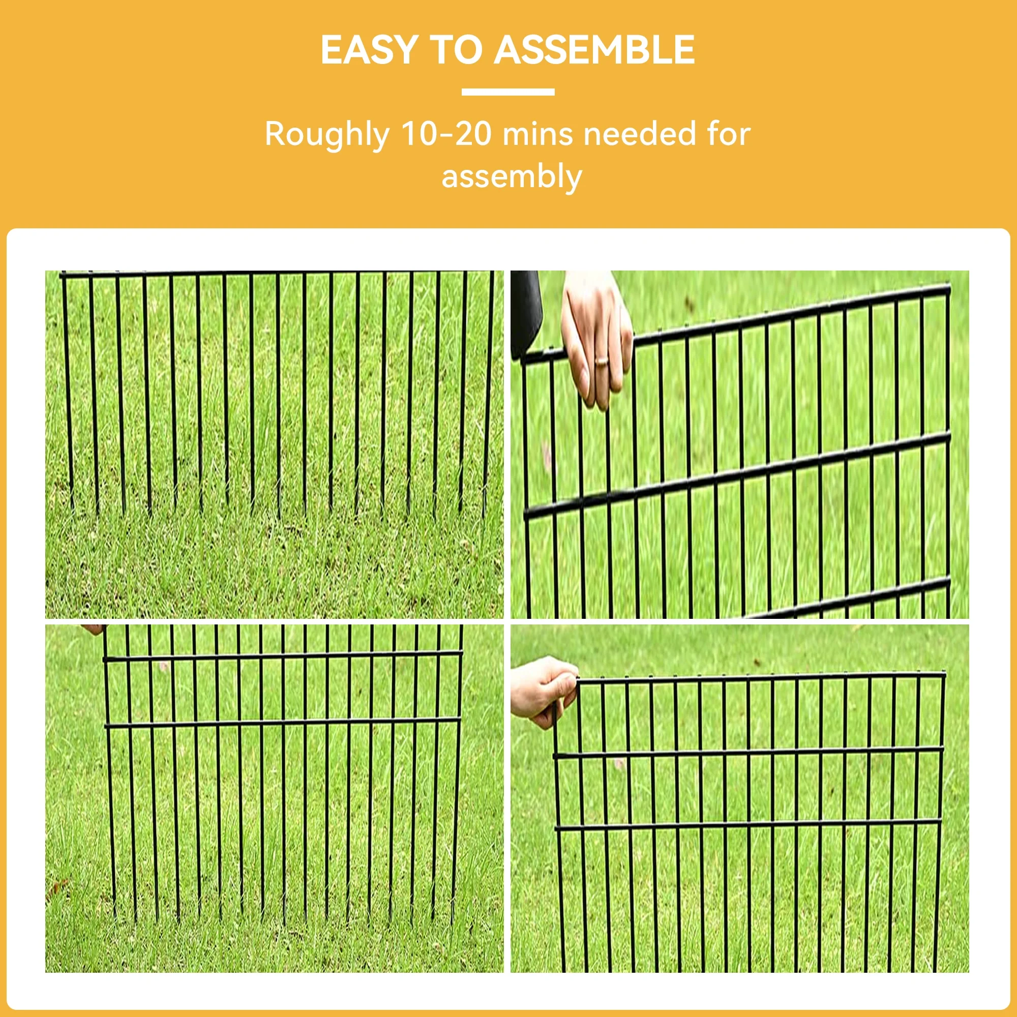 DWVO Metal Decorative Garden Fencing 4 Pack Black Trellis for Climbing Plants Vegetables Flower Plant Trellis for Outdoor Patio(19.7"×86.6")