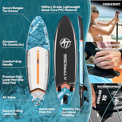11'6"x35" Inflatable Paddle Board, 450lbs Extra Wide Stand Up Paddleboard for Adults with Premium SUP Accessories Kit & Backpack