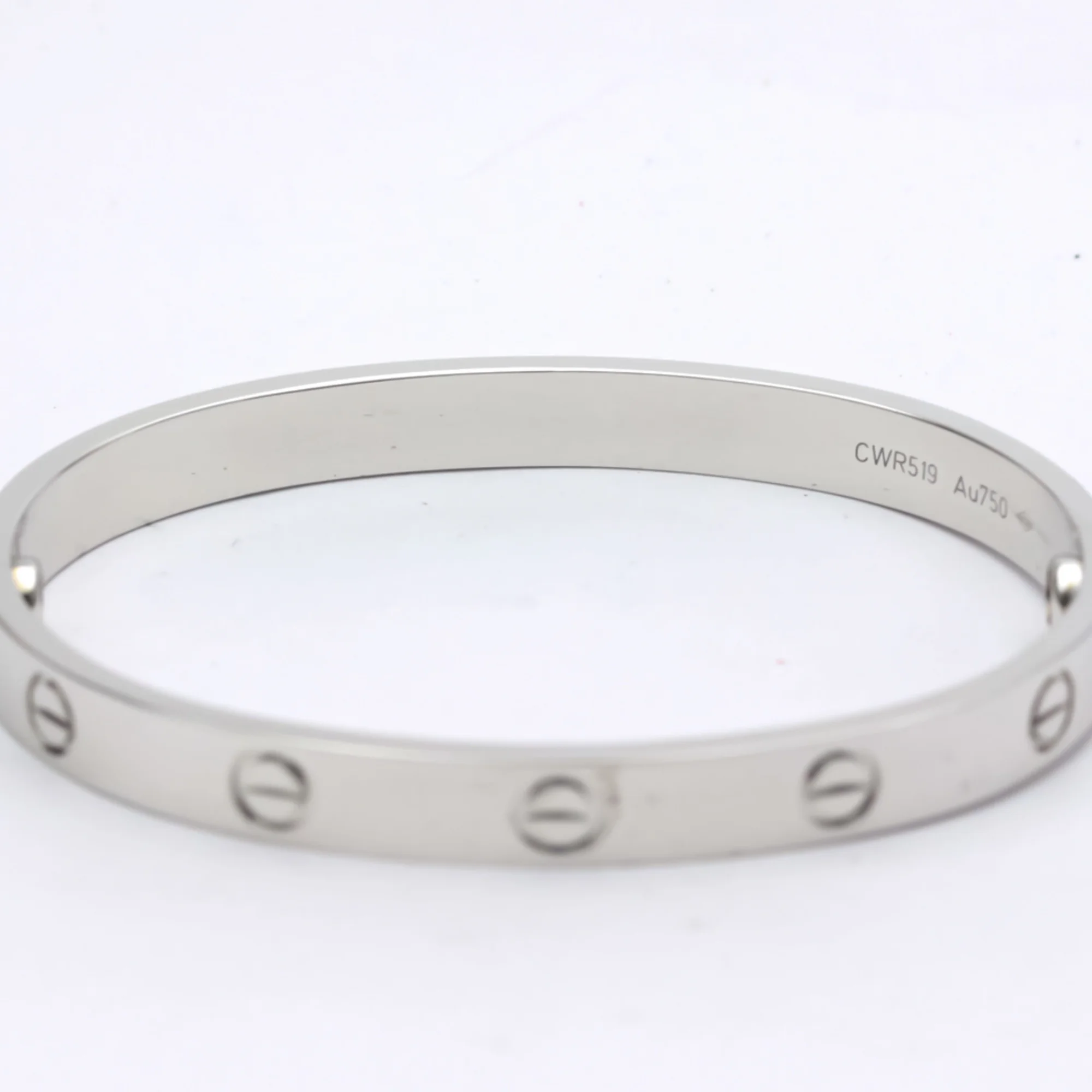 Authenticated Used Polished CARTIER Love Bracelet #17 18K White Gold Bangle BF553596