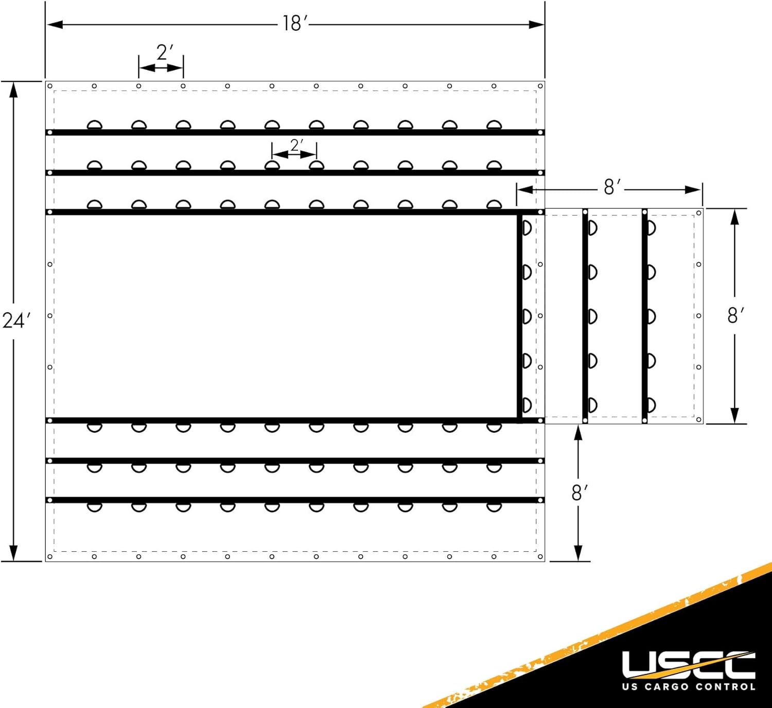 US Cargo Control Lightweight Lumber Tarp - 24 Feet x 18 Feet with 8 Foot Drop and Flap - Durable Protection for Your Flatbed Trailer Cargo