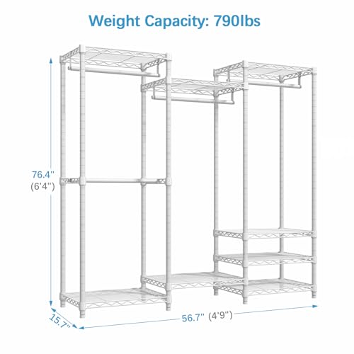 VIPEK V5 Portable Closet Wardrobe Heavy Duty Clothes Rack, Freestanding Clothing Rack with 4 Hang Rods & 8 Shelves, Adjustable Closet Racks