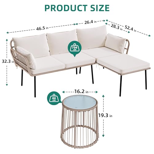 YITAHOME 5 Pieces Outdoor Patio Dining Table Chair Set,Wicker Patio Dining Set,Outdoor Rattan Dining Table Set for Patio, Backyard, Balcony