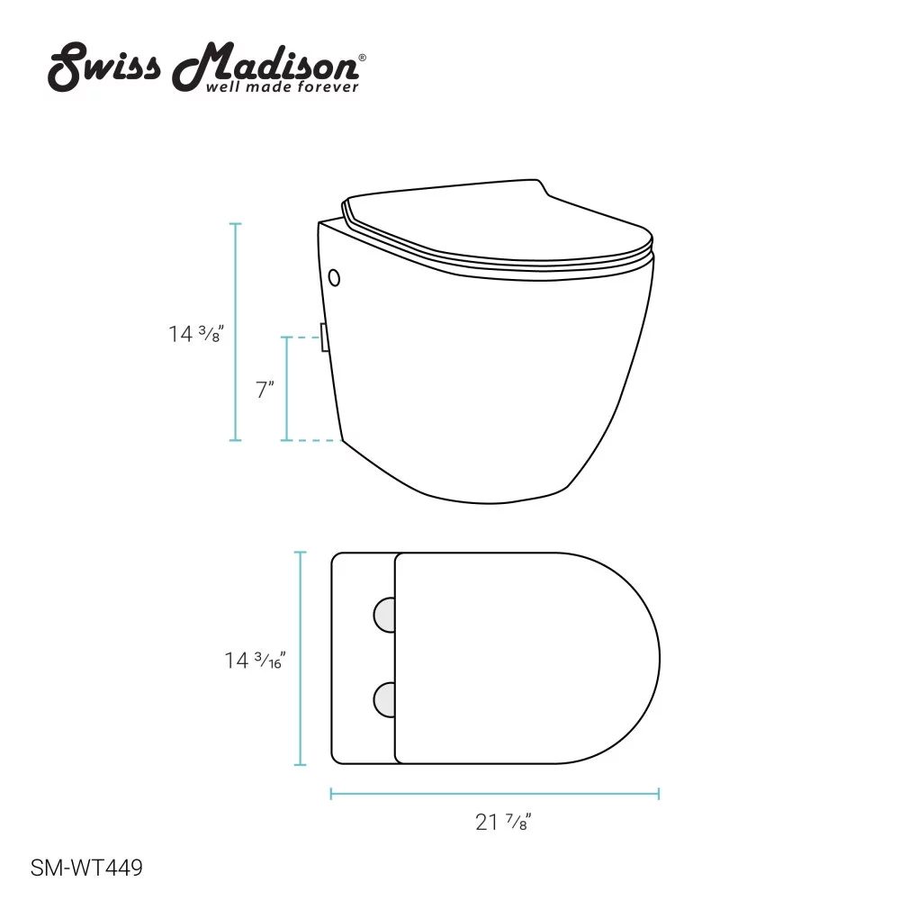 Swiss Madison St. Tropez Wall Hung Toilet Bundle (SM-WT449, SM-WC424, SM-WC001C) Bowl