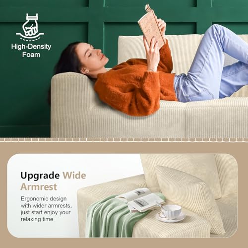 108" Modular Sectional Sofa with L-Shape Chaise, Upholstered Couches for Living Room with Deep Seat, No Assembly Required
