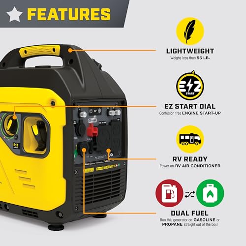Champion Power Equipment 4000-Watt Dual Fuel RV Ready Portable Inverter Generator with Quiet Technology and CO Shield