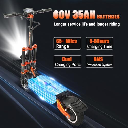 Adults Electric Scooter 6000W Dual Motor Up to 58 mph, 60 Miles Range, 60V35Ah Battery