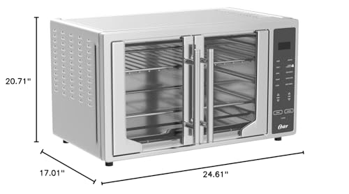 Oster Air Fryer Oven 10-in-1 Countertop Toaster Large Enough for 2 Pizzas Stainless Steel French Doors XL Sized