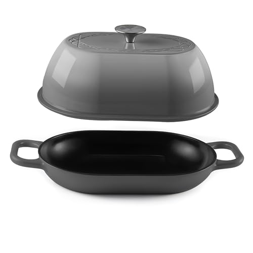 Enameled Cast Iron Dutch Oven for Professional Sourdough Bread Baking | 5.5 Quart Loaf Size Oval Cookware Pot with Lid | Triple-Layer Enamel Coating