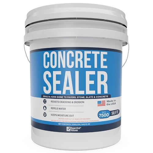 USA-Made 5 Gallon Concrete Sealer (Covers 7500 Sq Ft) – Premium Clear & Wet Sealant for Indoor/Outdoor Surfaces - Ideal for Concrete, Driveways