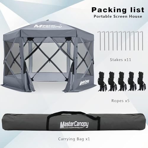 MASTERCANOPY 12x12FT Pop Up Gazebo Screen Tent - Instant Screen House with Netting, Quick Set, Outdoor Canopy Shelter with Carry Bag for Camping