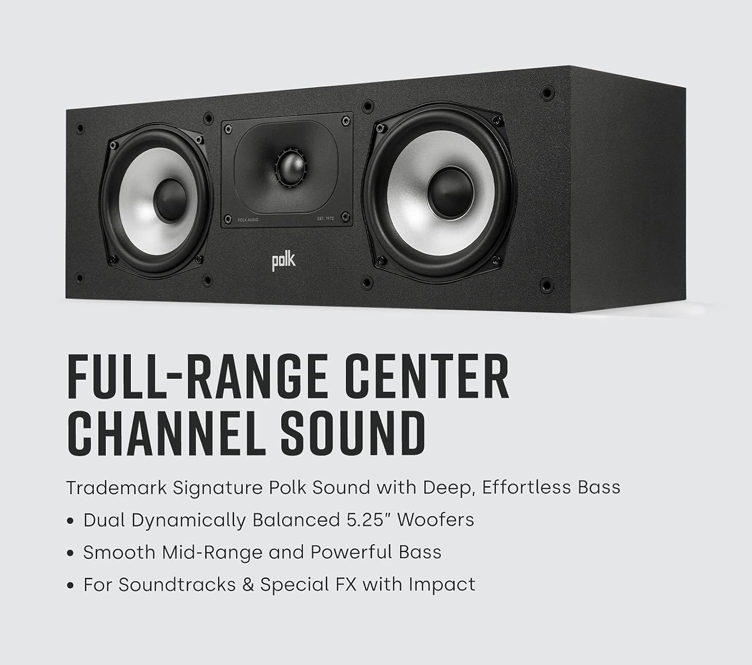 Polk Monitor XT30 Compact Center Channel Speaker - Hi-Res Audio Certified, Dolby Atmos & DTS:X Compatible