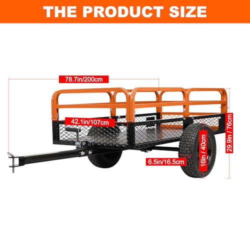 Garden Dump Carts, Heavy Duty Yard Cart, Large 1500-Pound Capacity, Steel Yard Trailer, Utility Trailer, Hand Pull or Foot Pedal Dump Cart for ATV