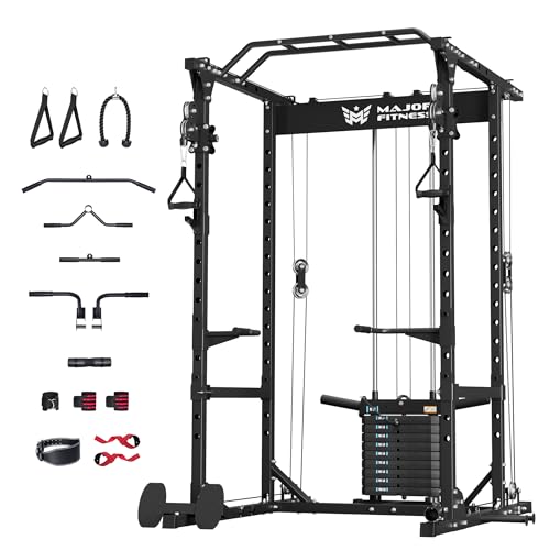 MAJOR FITNESS Drone1 Power Cage - Multi-Function Power Rack for Home Gym, Squat Rack, Cable Crossover System, for Strength Training