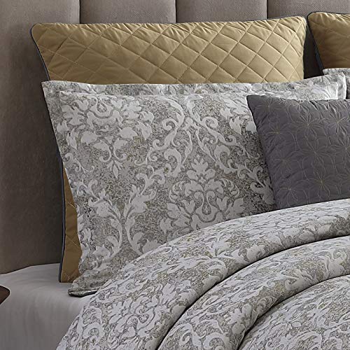 Riverbrook Home 100% Polyester Comforter Set, Queen, Hillcrest - Ivory/Gold, 9 Piece Set