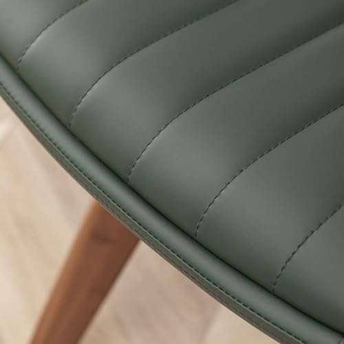 LUNLING Swivel Dining Chairs Set of 2, Mid Century Modern Gray Fabric+Faux Leather Kitchen Chairs with Arms,Bamboo Legs Side Chairs No Wheels