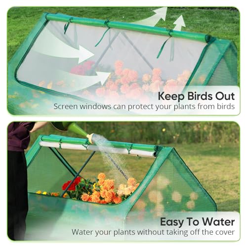 Quictent Raised Garden Bed Galvanized Raised Beds for Gardening Vegetables with Cover 8x4x1 ft Metal Planter Box Outdoor Use (Clear)