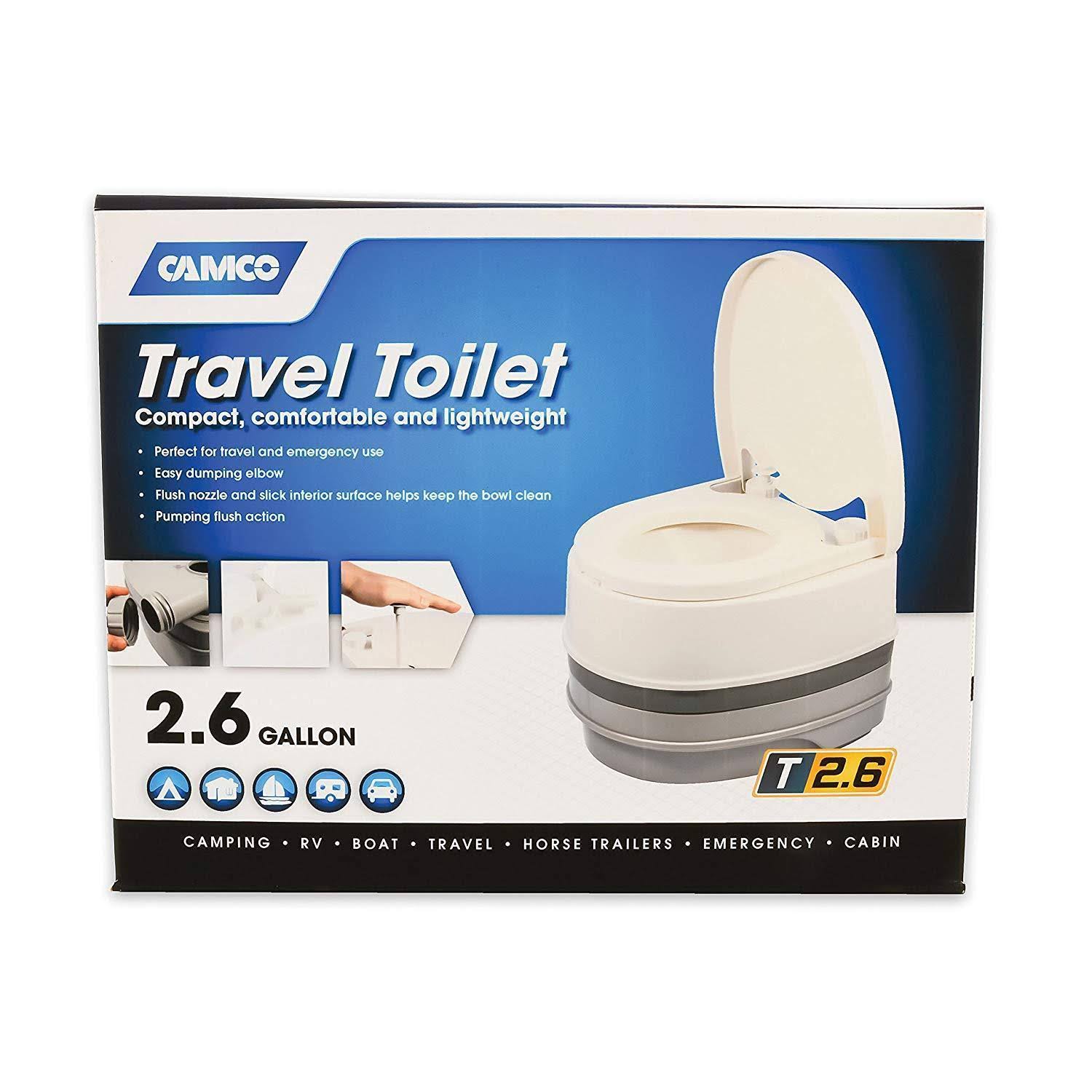Camco 2.6 Gallon 2.6-Gallon Portable Travel Toilet-Designed for Camping, RV