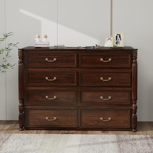 Murphy Bed Cabinet Full, Solid Wood Murphy Bed with 2 USB & 2 Charging Ports, Large Storage Drawer for Home Office or Small Space