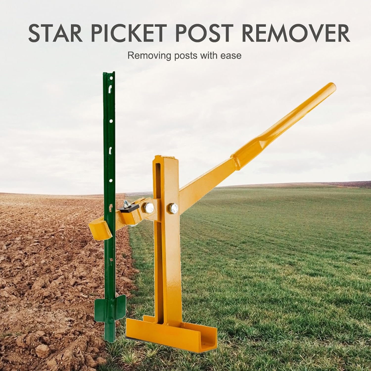 Heavy Duty Post Puller Set with Lifting Chain Puller, Fence Post Remover Puller Stainless Steel Metal Lifter with Handle for Ranch Farm