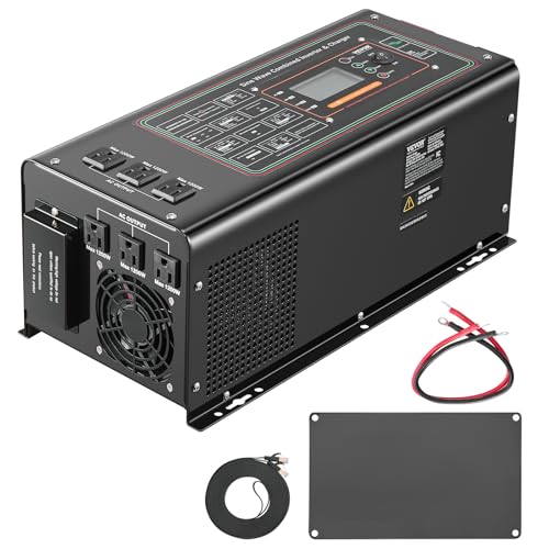 VEVOR Pure Sine Wave Inverter Charger, 2000 Watt, DC 12V to AC 120V, Battery Charger with LCD Display, Remote Control