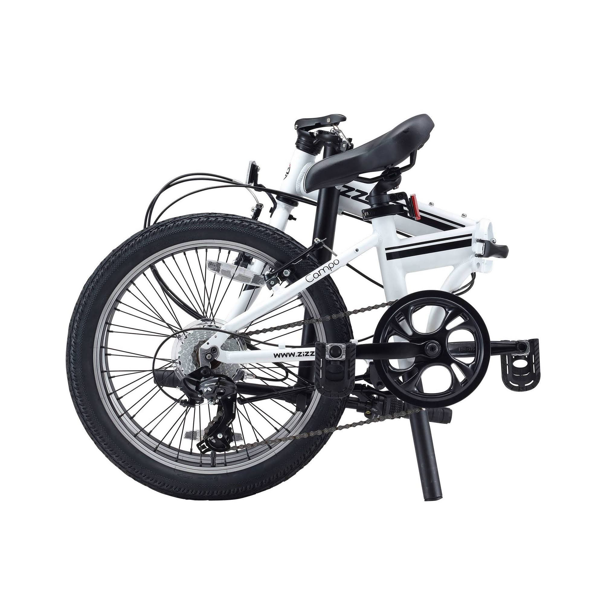 Zizzo Campo 7-Speed Aluminum 20x22 Folding Bike - White