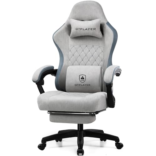 GTPLAYER Gaming Chair, Computer Office Chair with Pocket Spring Cushion, Linkage Armrests and Footrest