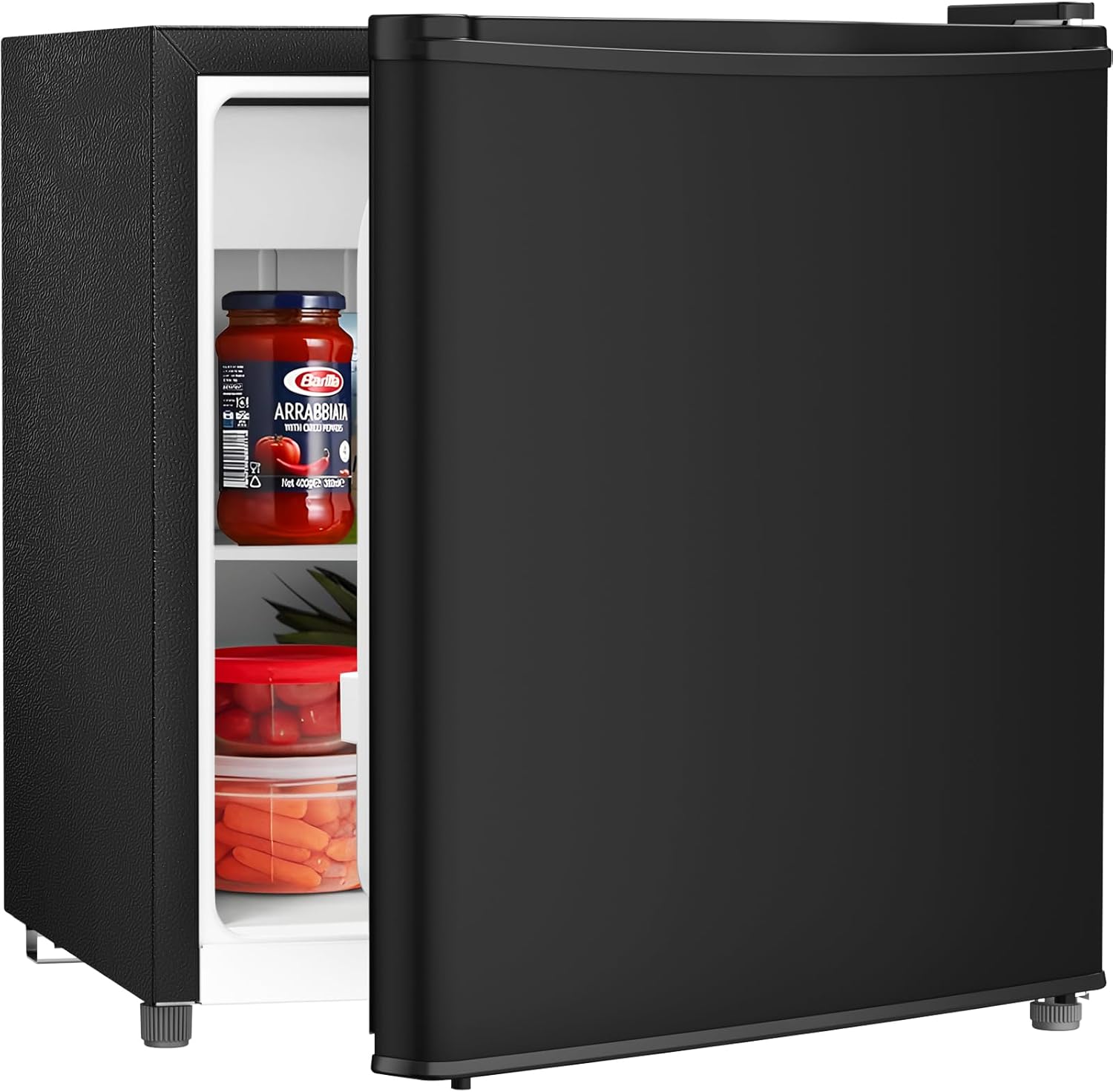Antarctic Star Mini Fridge with Freezer, 1.4 Cu. Ft Compact Refrigerator, Dorm Fridge, Single Reversible Door, Removable Glass Shelf, Defrost Button
