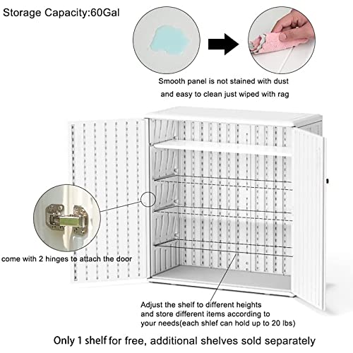 Outdoor Storage Cabinet Waterproof with Shelf,Resin Storage Sheds Outdoor Cabinets for tub towels/chemicals/grill items/Patio/Garden/Backyard