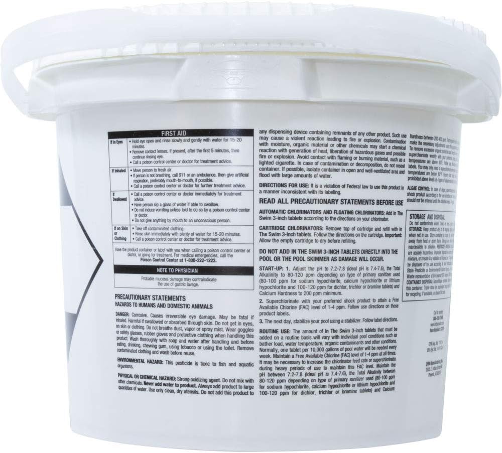 In The Swim 3 Inch Stabilized Chlorine Tablets for Sanitizing Swimming Pools - Individually Wrapped, Slow Dissolving - 90% Available Chlorine