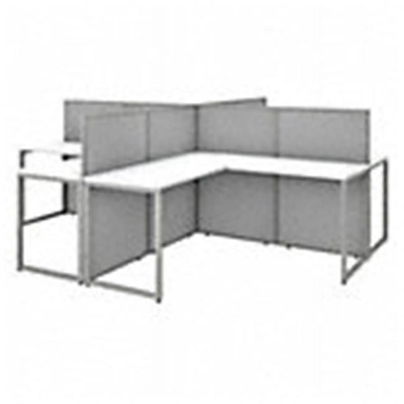 60 in. Easy Office Collection 4 Person L Shaped Desk with 45 in. Cubicle Panel, Pure White