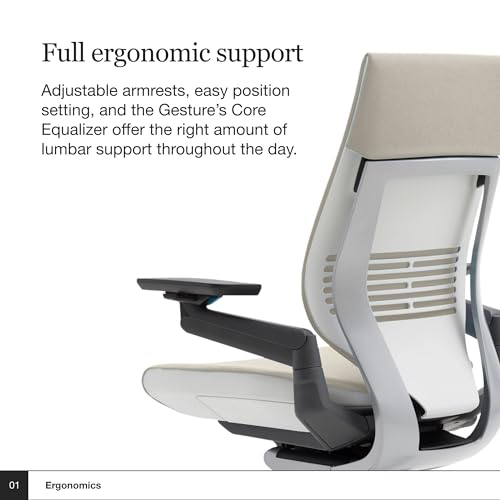 Steelcase Gesture Office Chair - Ergonomic Work Chair with Wheels for Carpet - Comfortable - Intuitive-to-Adjust for Desk - 360-Degree Arms