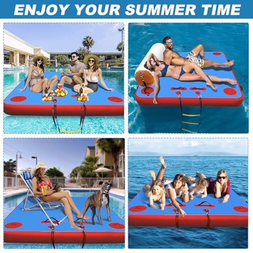 VOFiTNY Inflatable Floating Dock, Swim Platform Floating Dock for Lakes, Lake Floats for Adults, Island Raft Mat for Lake Beach Ocean