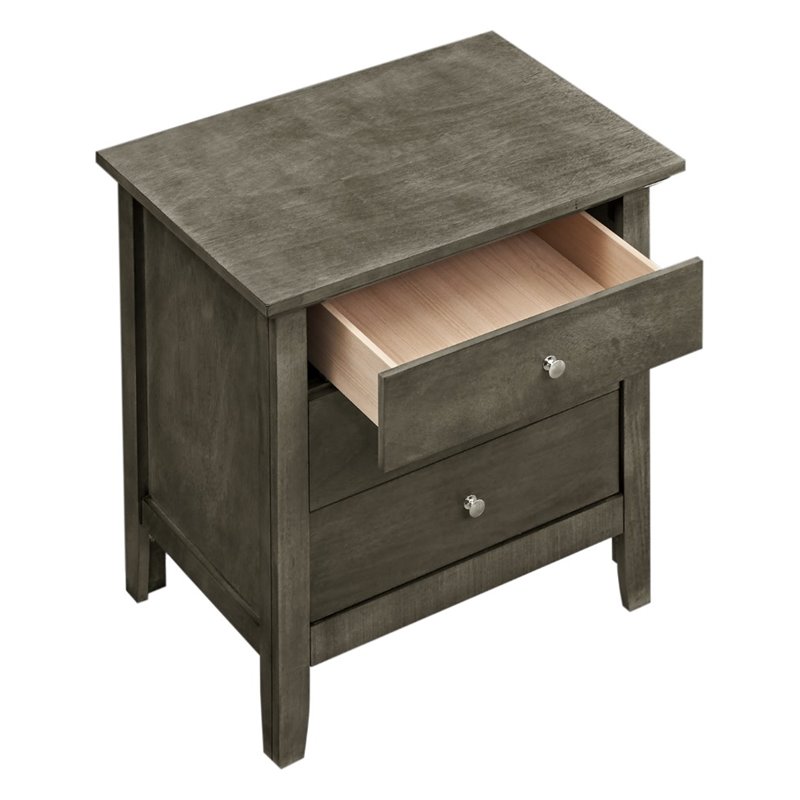 Home Square 3-Piece Set with King Bed 5-Drawer Chest and Nightstand in Gray