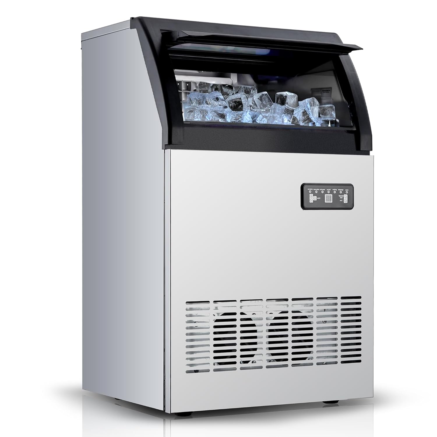 Commercial Ice Maker Machine 100Lbs/24H, Stainless Steel Under Counter Large Ice Machine, 33Lbs Ice Capacity
