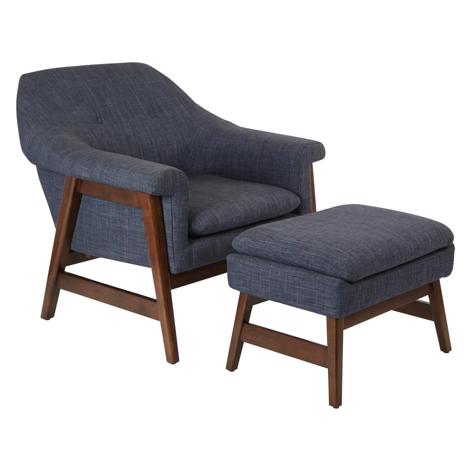 OSP Home Furnishings Flynton Chair & Ottoman in Green Fabric with Medium Espresso Frame ASM - Curated Treasures Market
