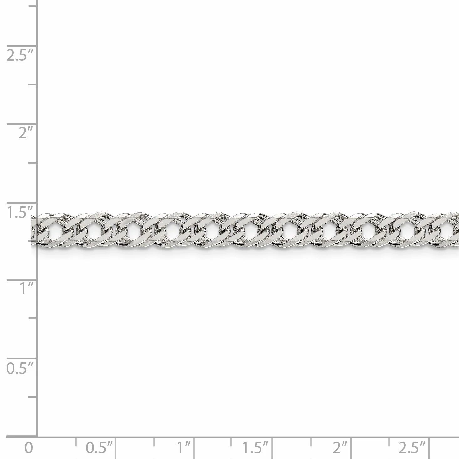 Carat in Karats Sterling Silver 5.25mm 6 Side Diamond-Cut Flat Double Curb Chain Necklace 18 Inch Length