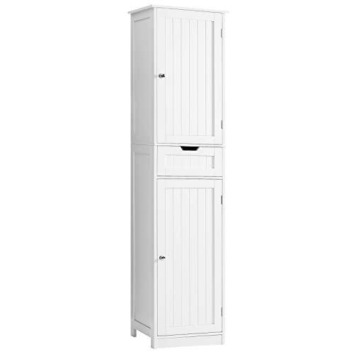Iwell 67" Tall Bathroom Cabinet, Storage Cabinet with 2 Doors & 1 Drawer, Bathroom Storage Cabinets with Adjustable Shelves, for Living Room