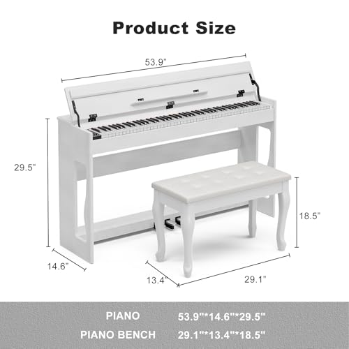 UMOMO 88 Weighted Key Digital Piano with Duet Piano Bench