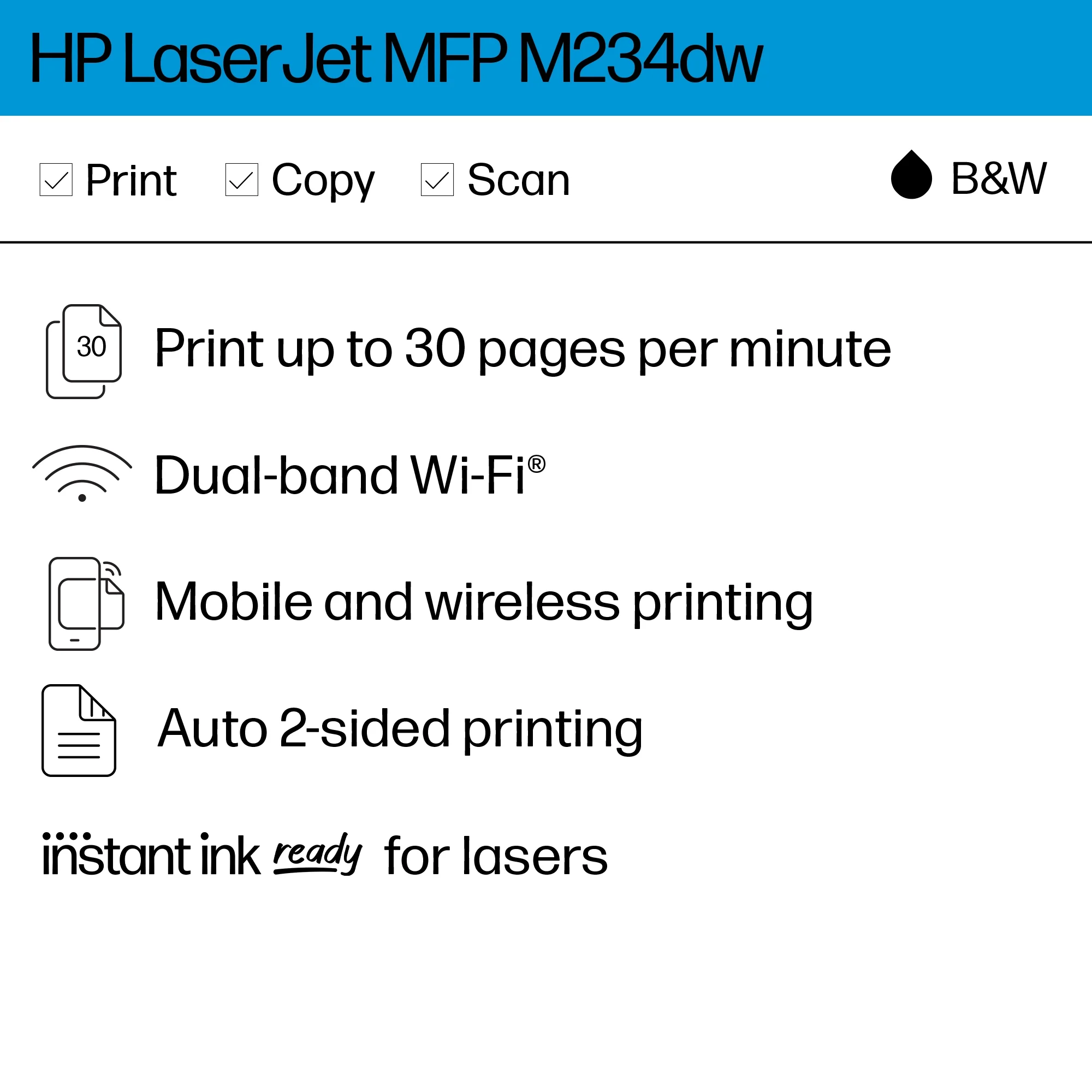 HP LaserJet MFP M234dw Laser Printer, Black And White Mobile Print, Copy, Scan - Radiant Selections