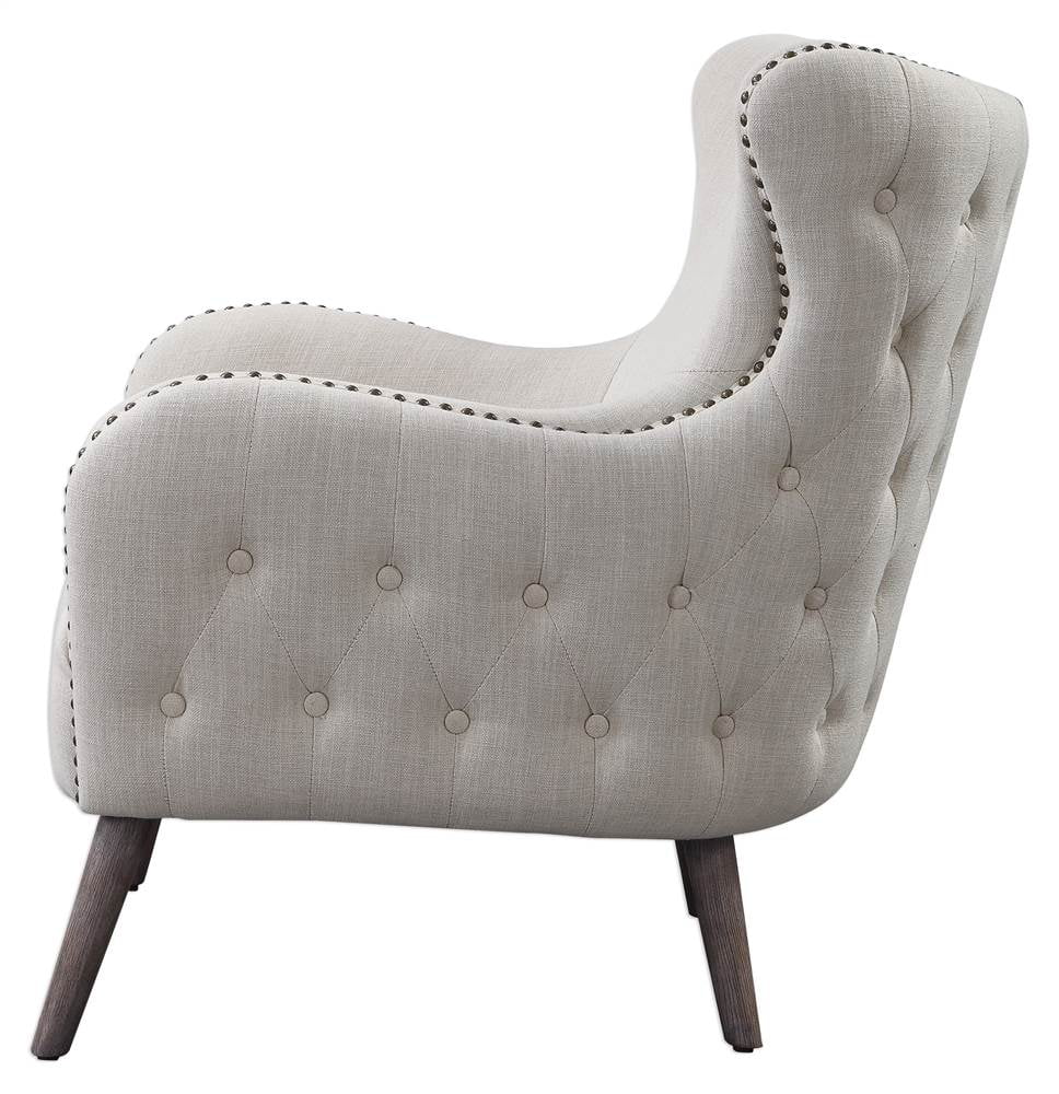Uttermost 23500 Donya 31-1/2" Wide Wood Framed Linen Wingback Chair - Off White