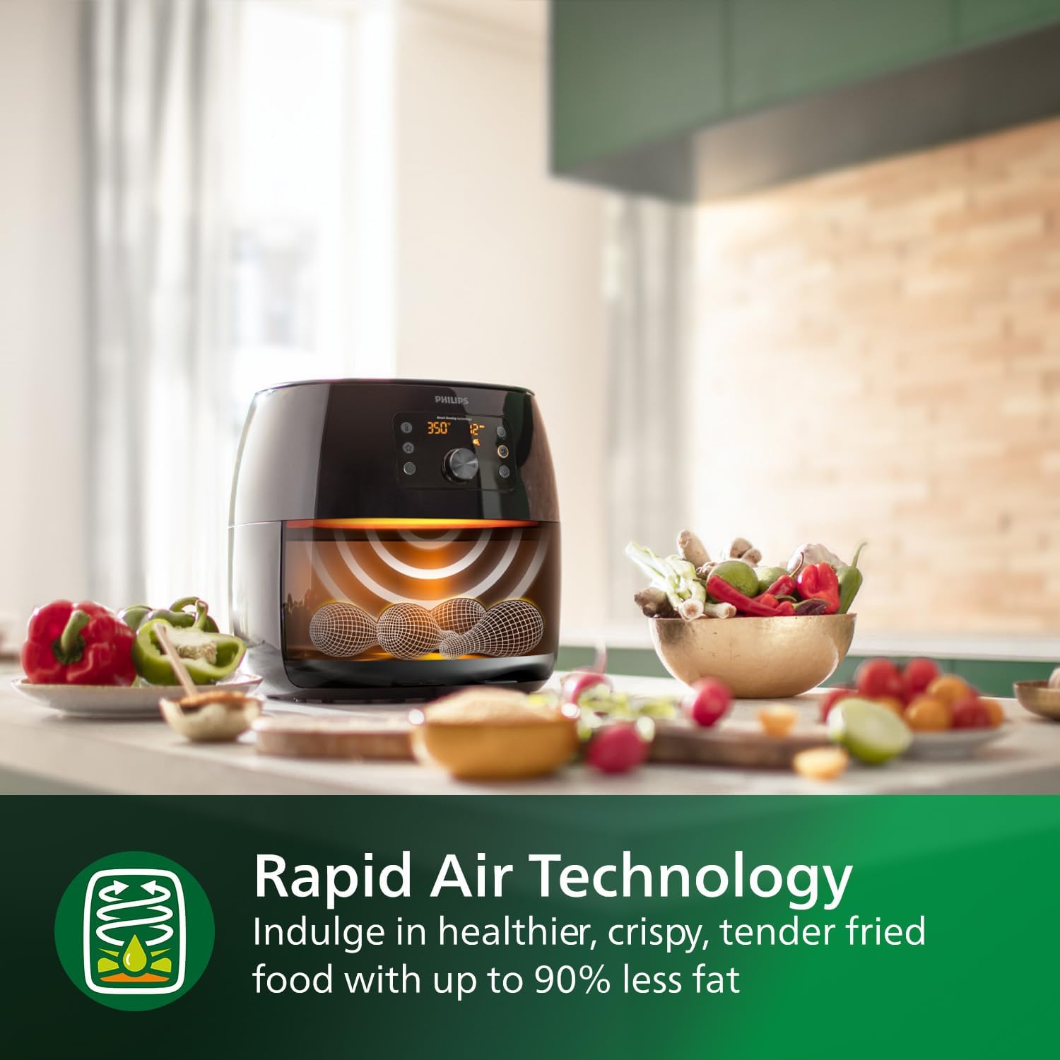 Philips Premium Air Fryer XXL - Air Fry, Bake, Grill, Roast & Reheat, 7.7 Qts Capacity, Rapid Air & Fat Removal Technology, Keep Warm Mode