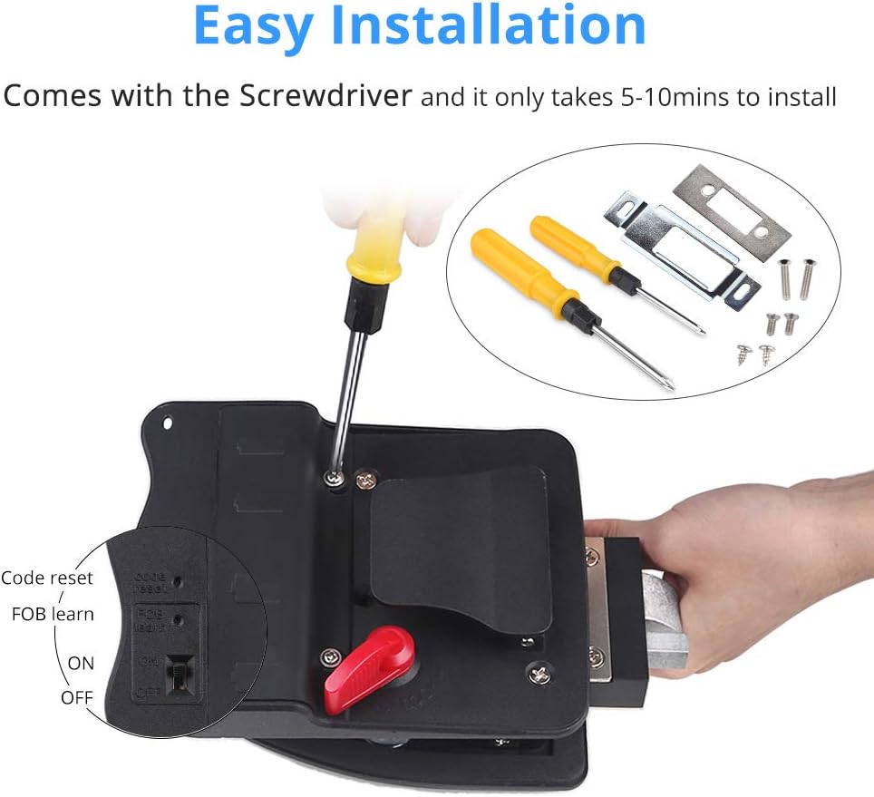 WATERWICH RV Keyless Entry Door Lock Handle Latch Zinc Alloy Wireless with Keypad & Fob 20m Remote Control for Caravan Camper Bus Yacht Ferry Truck