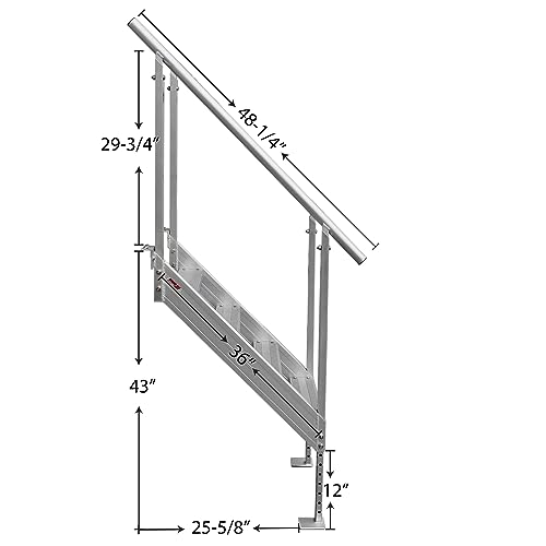 Extreme Max 3005.3843 Universal Mount Aluminum Dock Stair - 4-Step