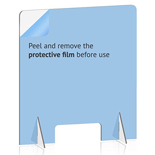 Sneeze Guard Partition for Desk, Counter and Table, Portable Plexiglass Barrier, Same-Day Shipping, Clear Acrylic Shield (30"W x 30" H)