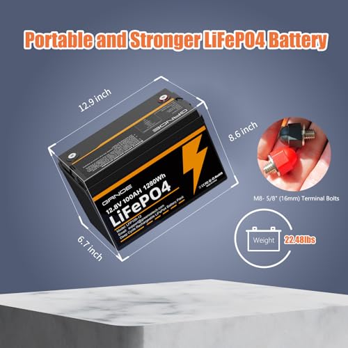 12V 100Ah LiFePO4 Battery Group 31 With Built-in 100A BMS, 15000 Deep Cycles Rechargeable Lithium Battery Prefect for Solar System, Rvs, Marine, Vans