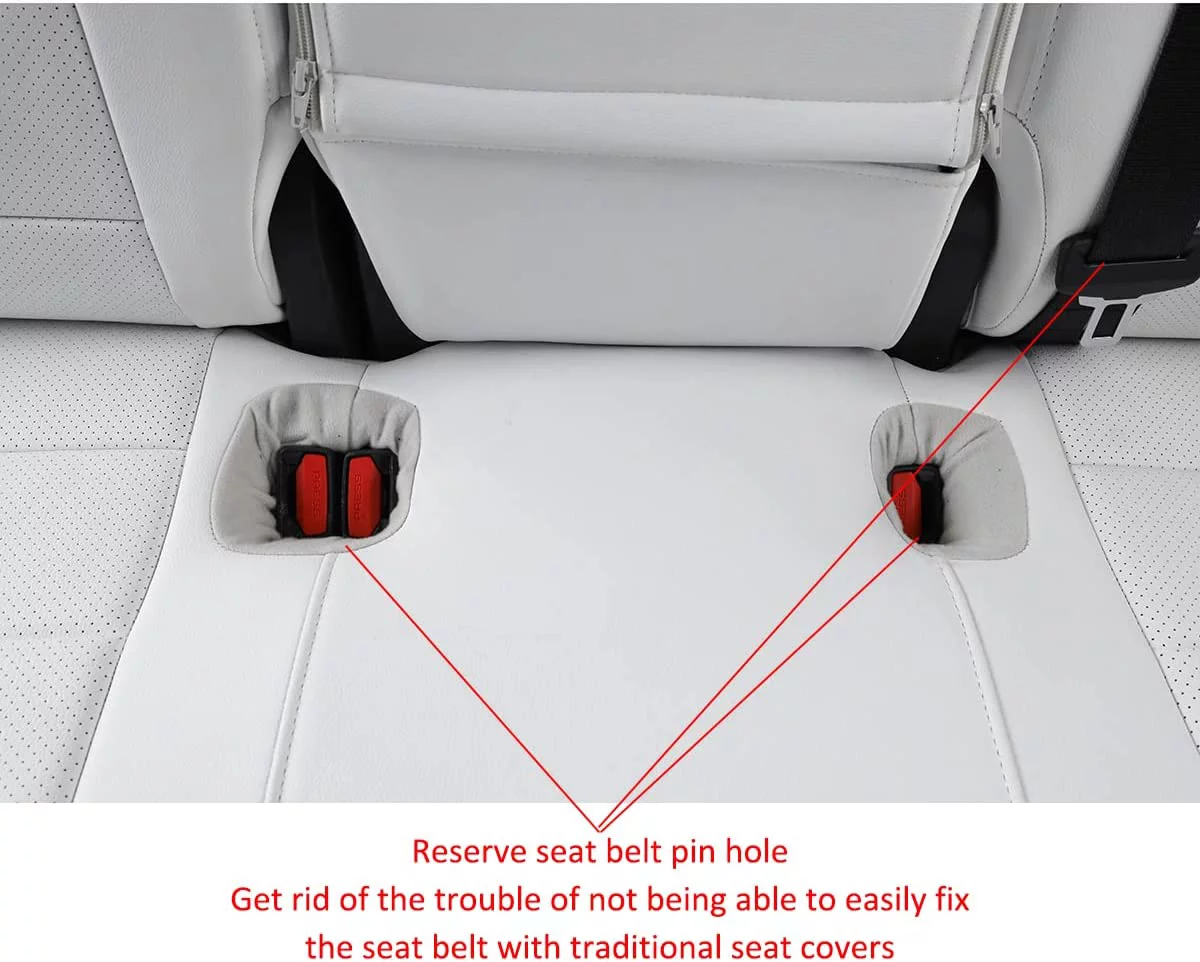 EKR Custom Fit Model 3 Car Seat Covers for Tesla Model 3 2017 2018 2019 2020 2021 2022 2023 - Full Set Leatherette (White)