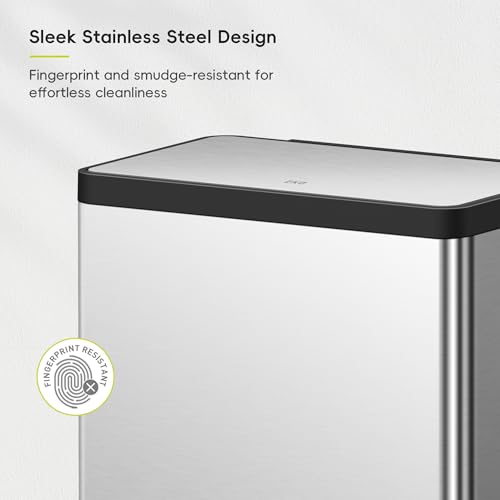 EKO EcoCasa II 36L+24L Dual Trash Can with Recycle Bin, Stainless Steel Garbage Can with Lid, Deodorizer Compartment